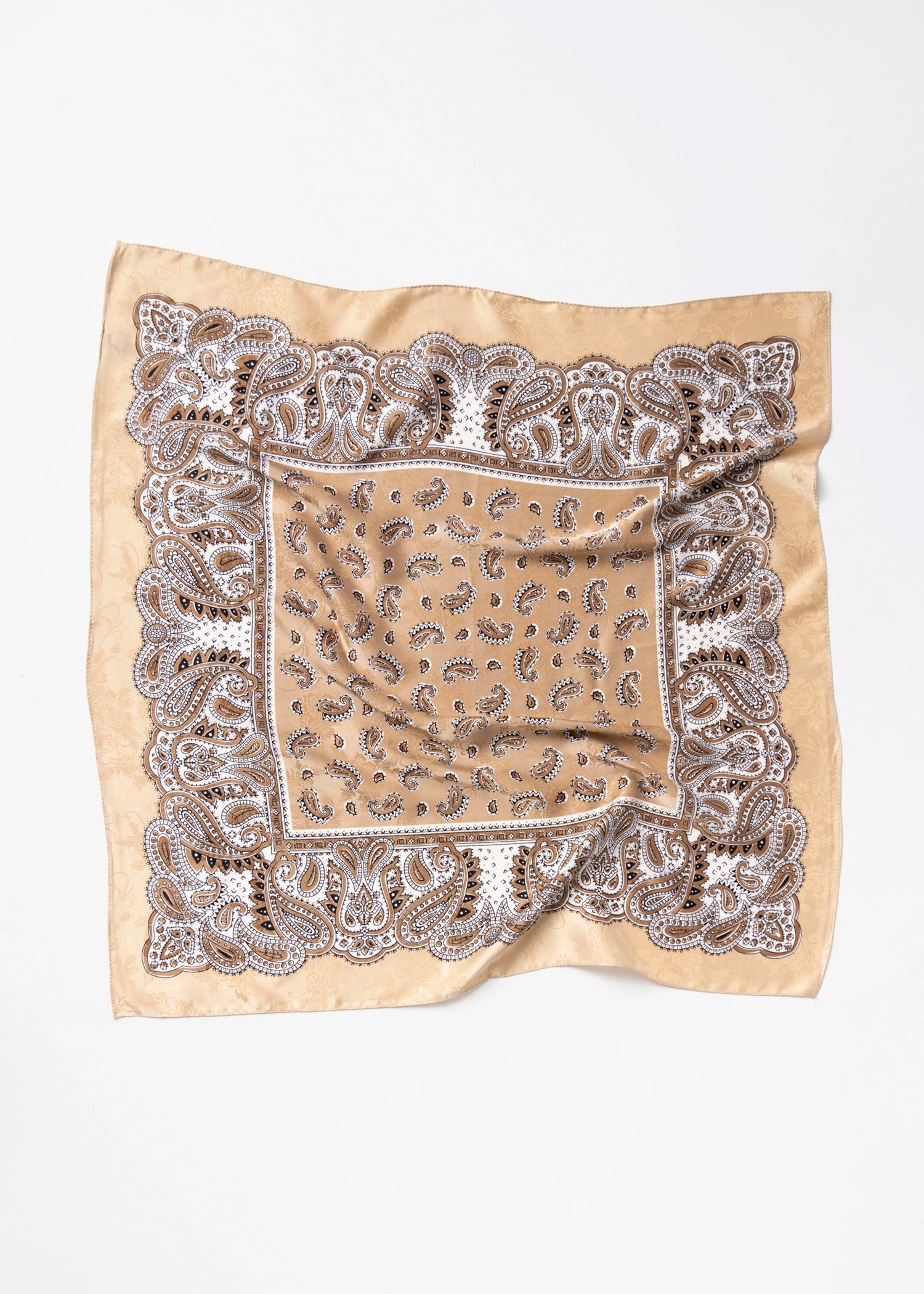 swatchc_Brown/Beige paisley print square scarf
