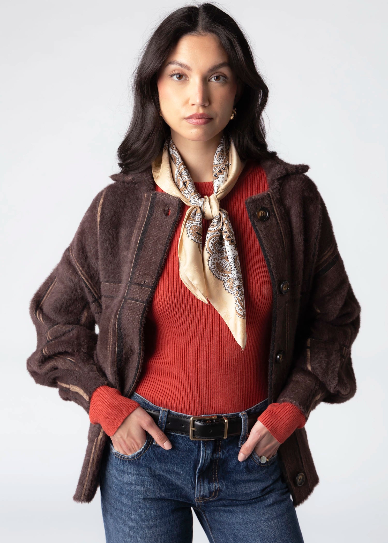 swatchc_Brown/Beige paisley print square scarf