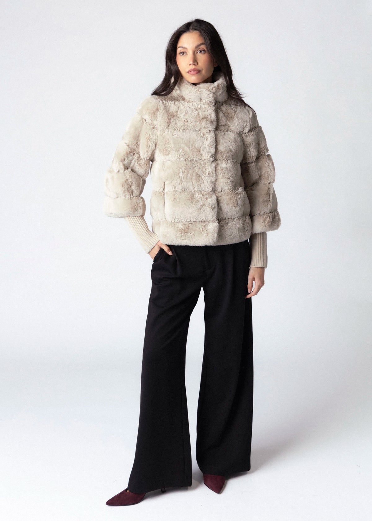 swatch_Birch rino and pelle feline quilted faux fur jacket