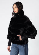 swatch_Black rino and pelle feline quilted faux fur jacket