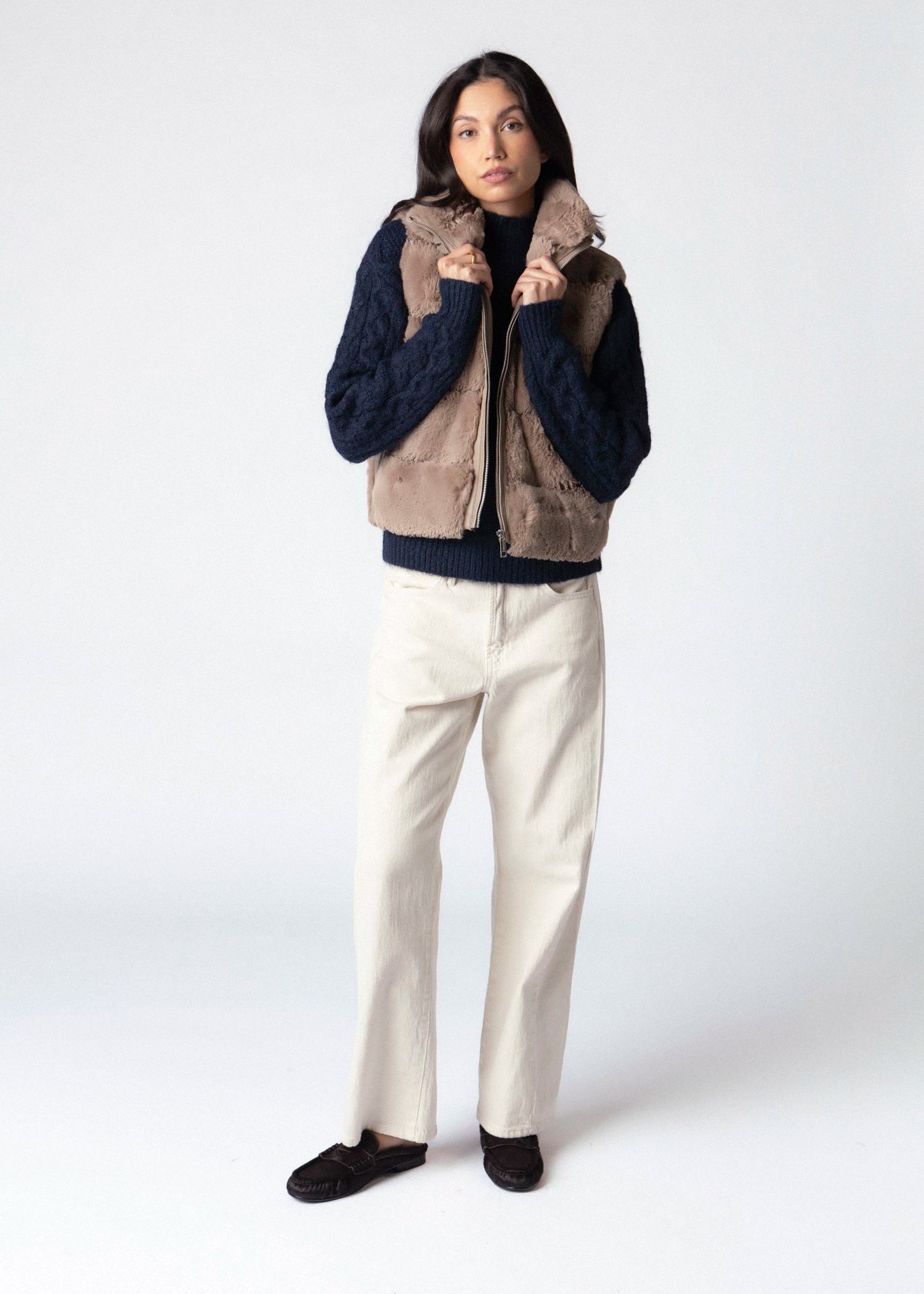 swatch_Mocha Latte rino and pelle may faux fur vest
