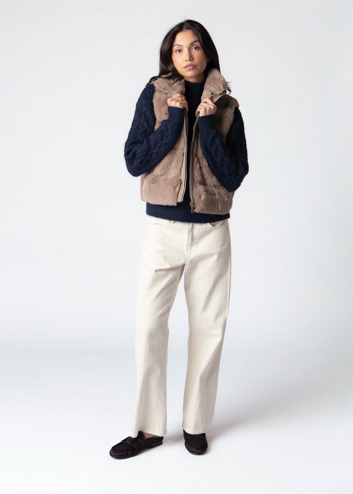 swatch_Mocha Latte rino and pelle may faux fur vest