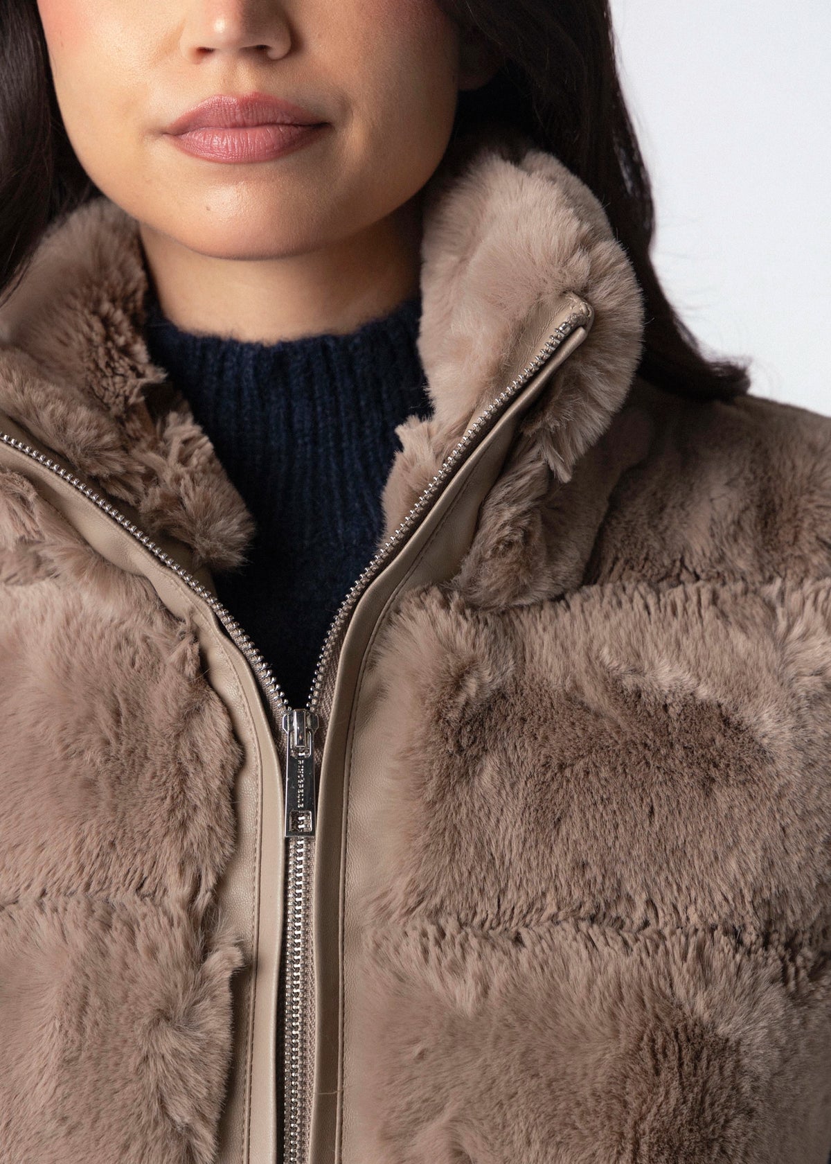 swatch_Mocha Latte rino and pelle may faux fur vest