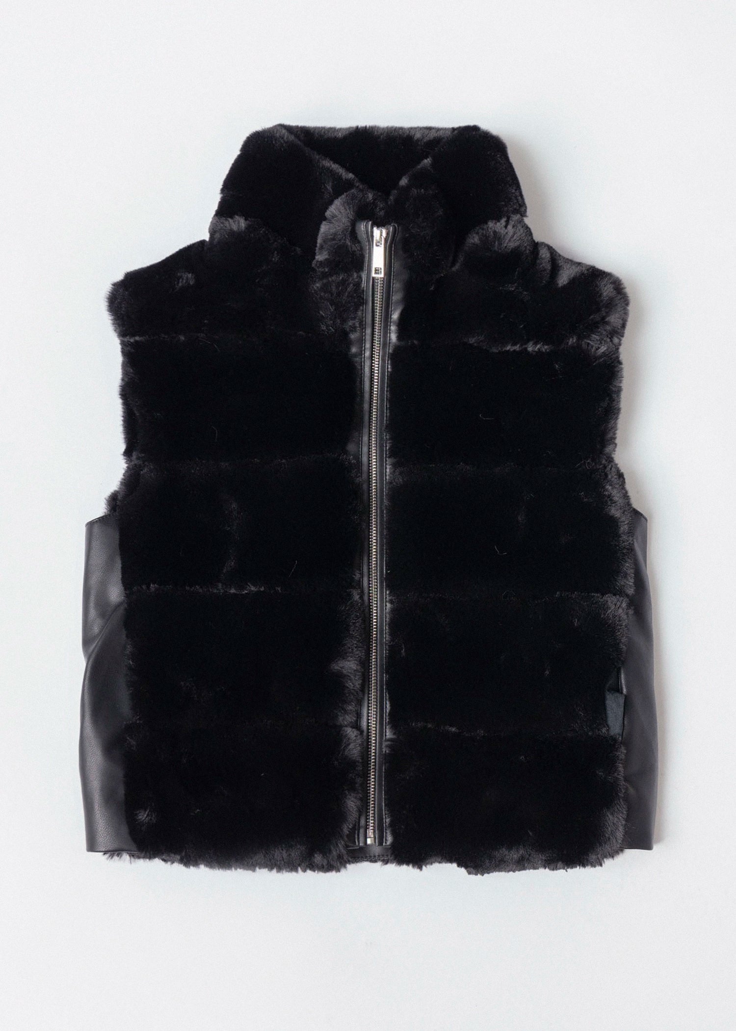 swatch_Black rino and pelle may faux fur vest