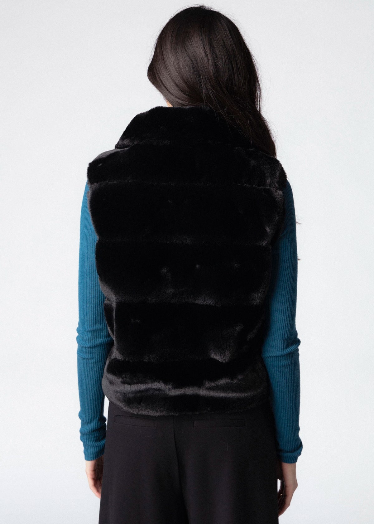 swatch_Black rino and pelle may faux fur vest