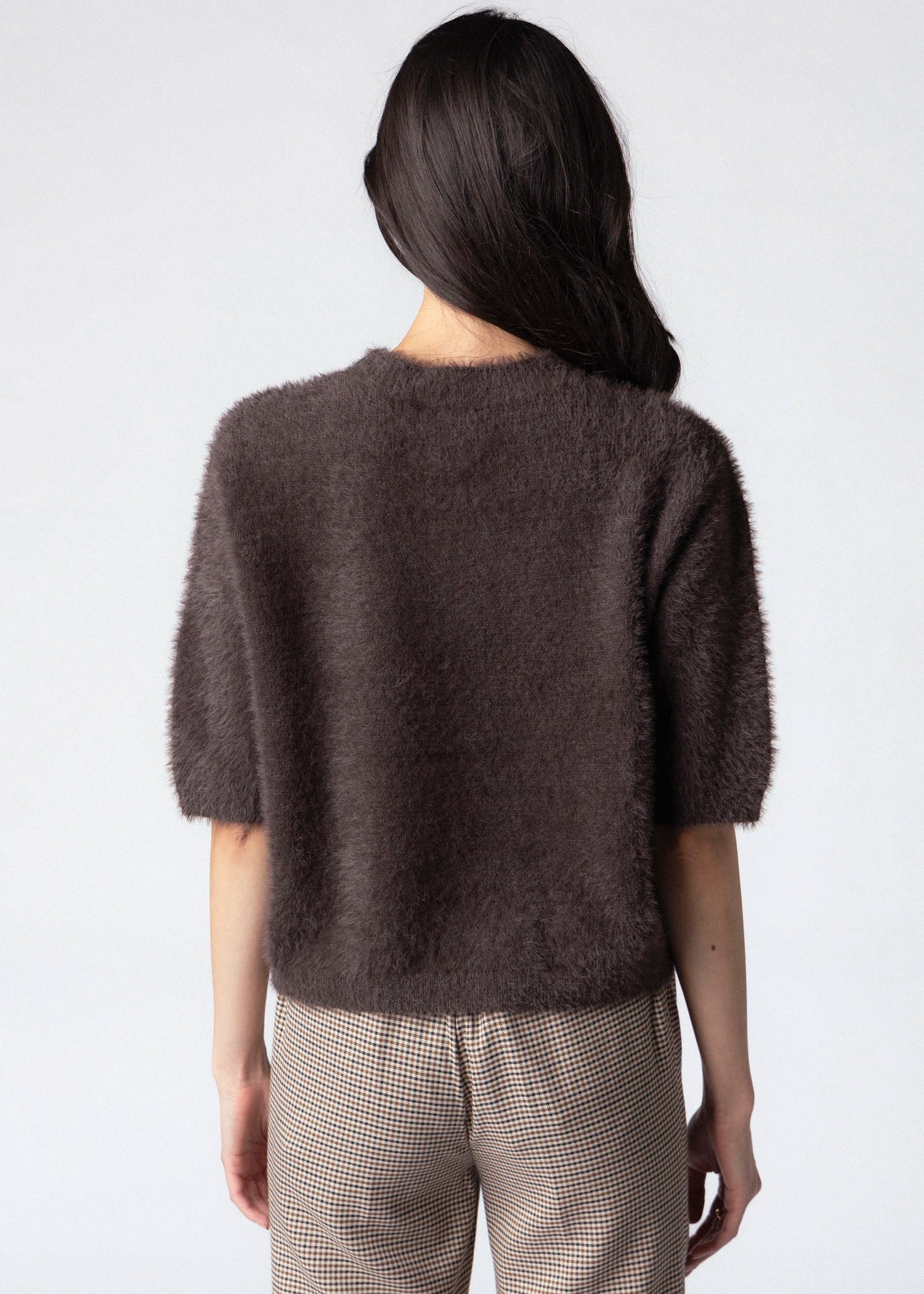 swatch_Chocolate fuzzy knit cropped sweater