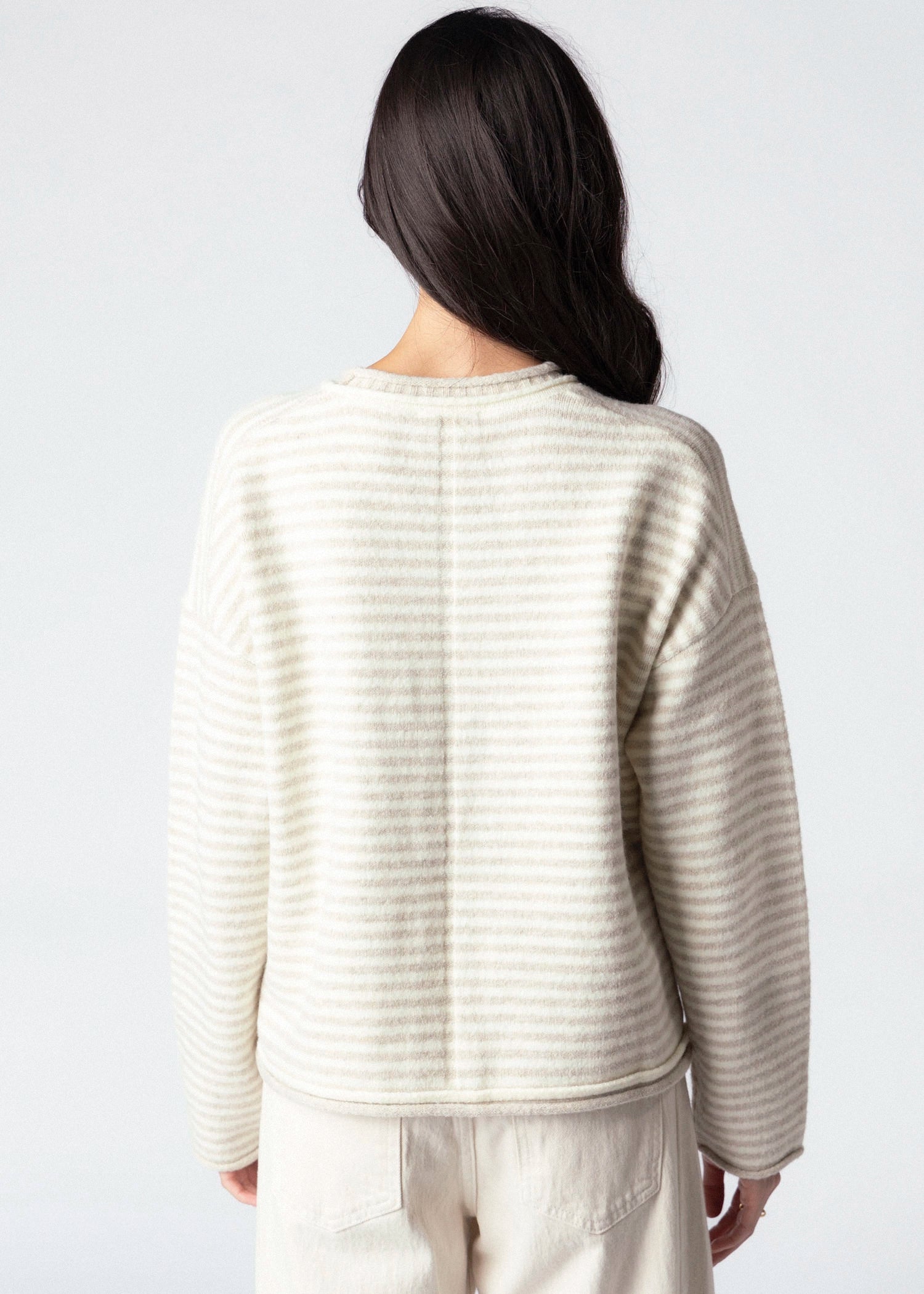 swatch_Oatmeal striped roll neck layered sweater