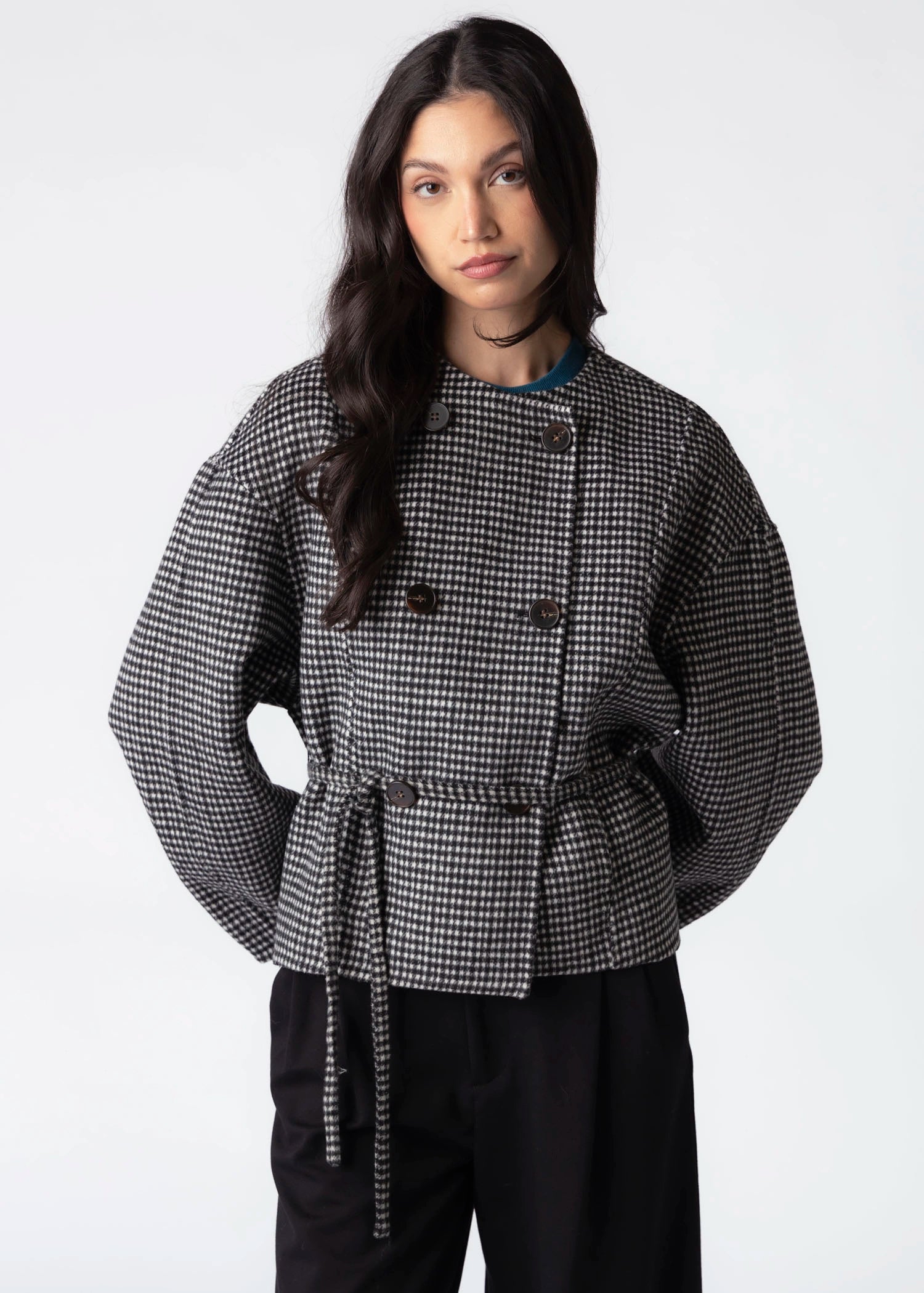 swatch_Black check wool jacket