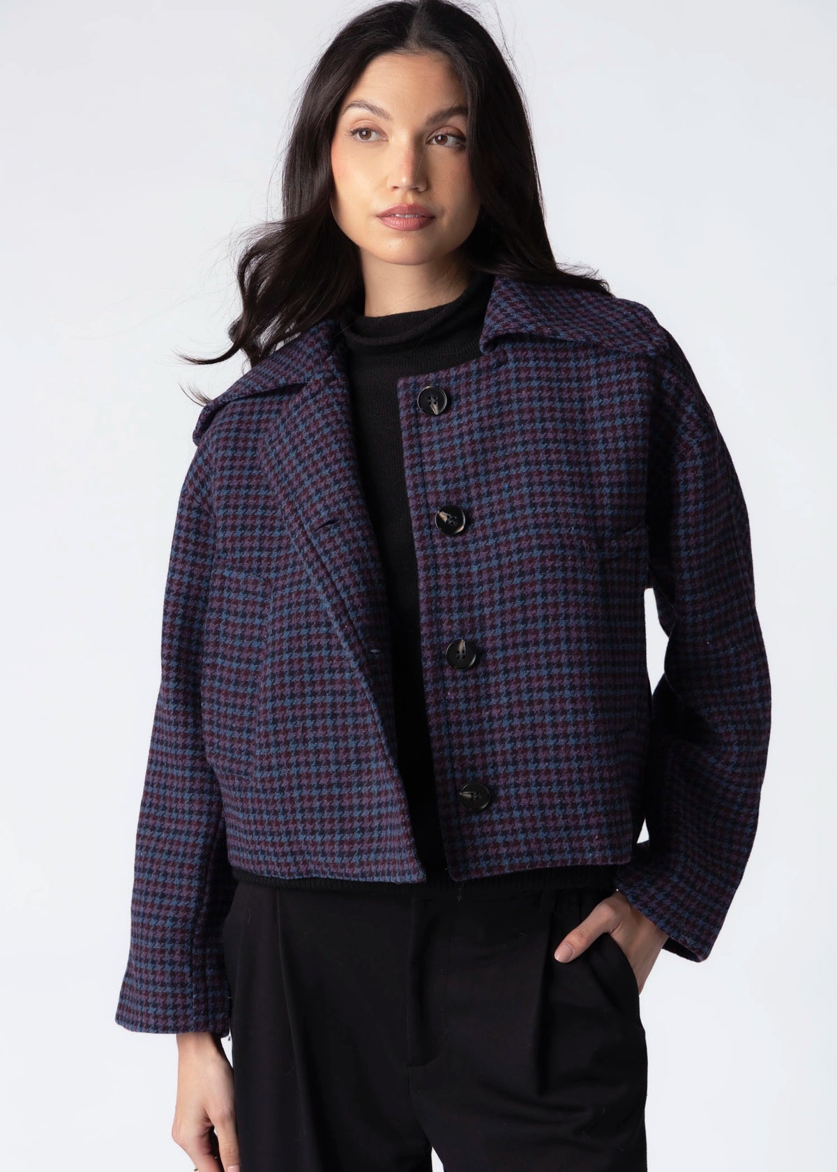 swatch_Purple Merlot sage the label sigrid houndstooth jacket
