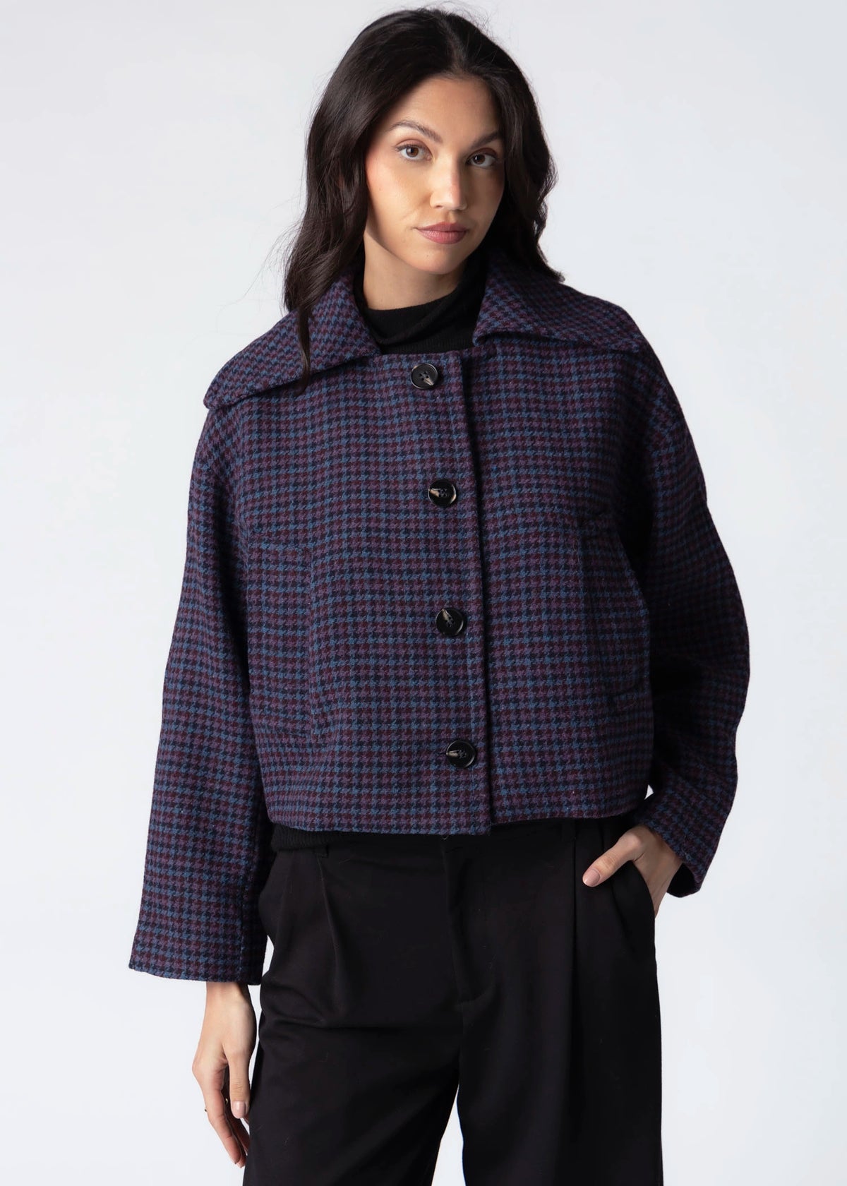 swatch_Purple Merlot sage the label sigrid houndstooth jacket