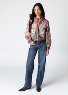 swatch_Red/Navy urban daizy embroidered gingham blouse
