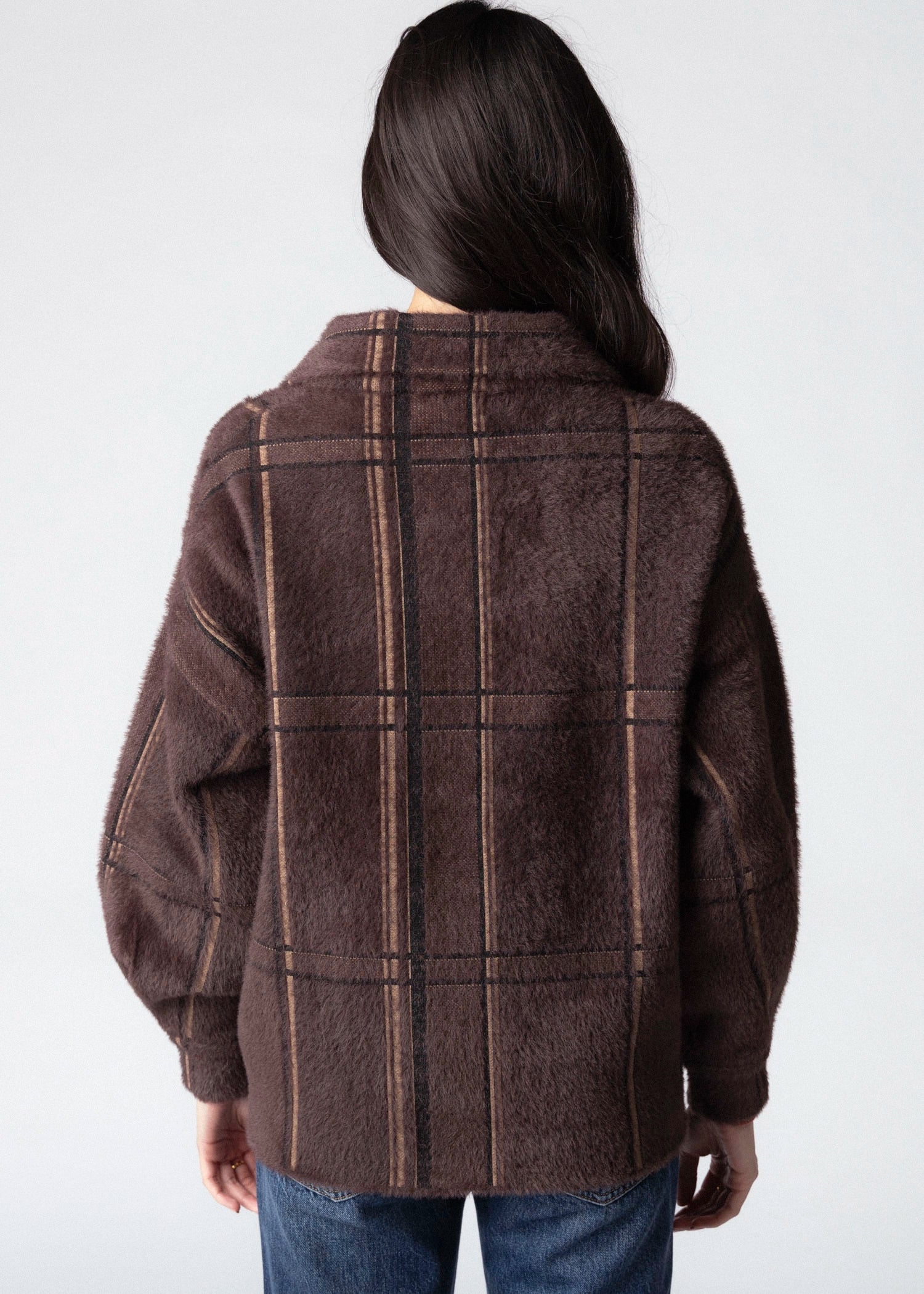 swatch_Oak Multi sage the label lola plaid sweater jacket