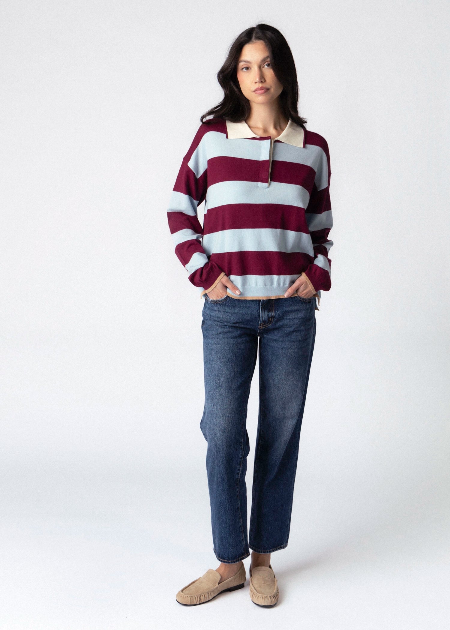 swatch_Burgundy/Blue striped rugby sweater