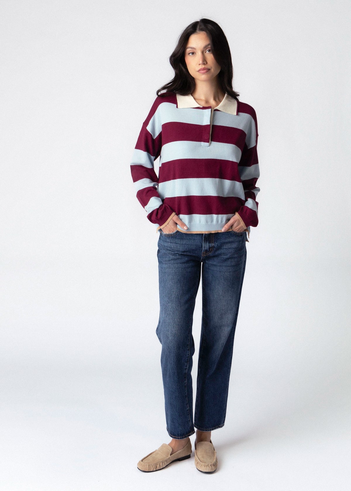 swatch_Burgundy/Blue striped rugby sweater