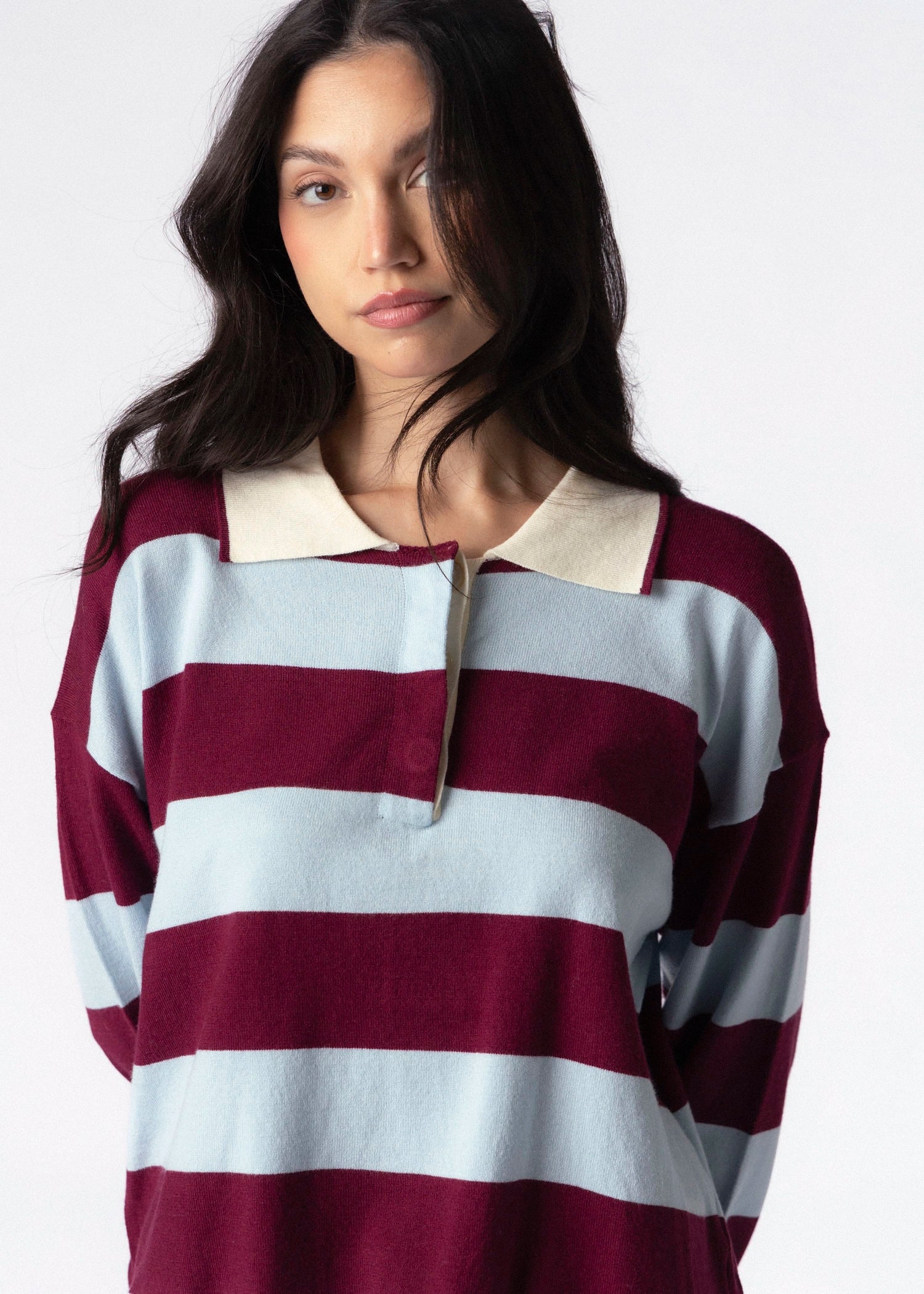 swatch_Burgundy/Blue striped rugby sweater