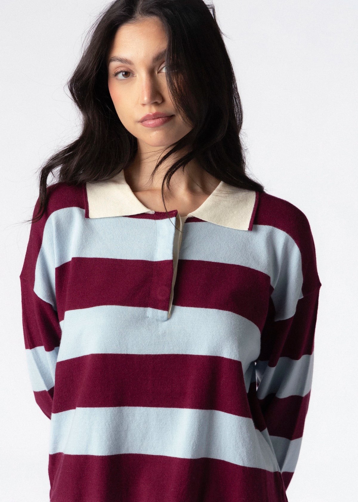 swatch_Burgundy/Blue striped rugby sweater