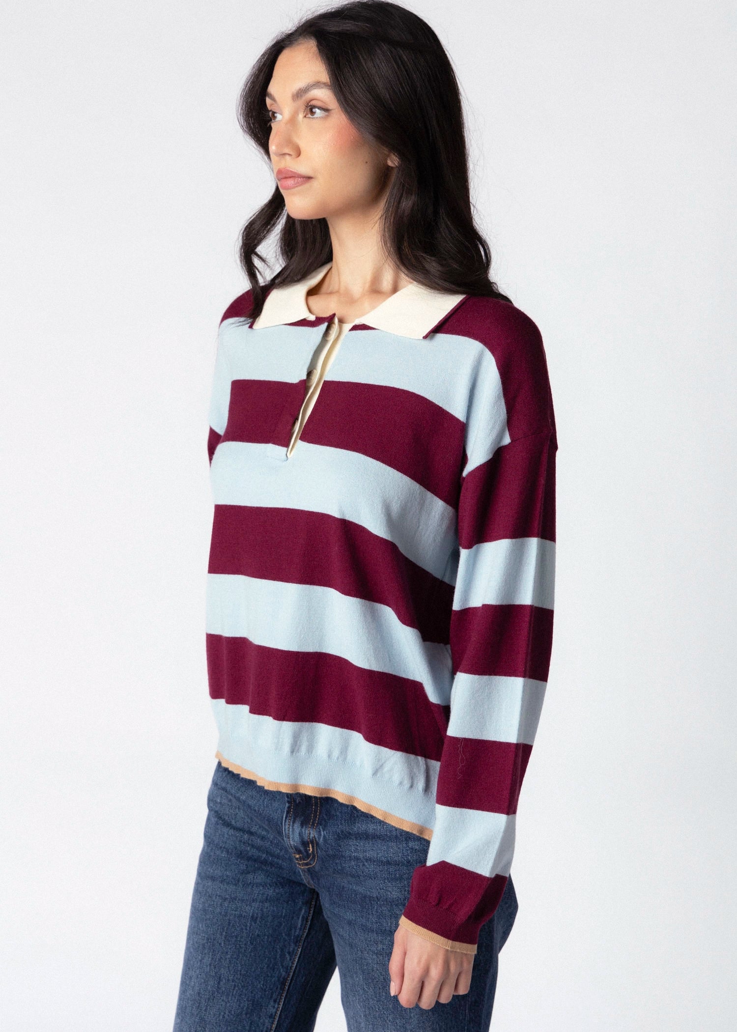 swatch_Burgundy/Blue striped rugby sweater