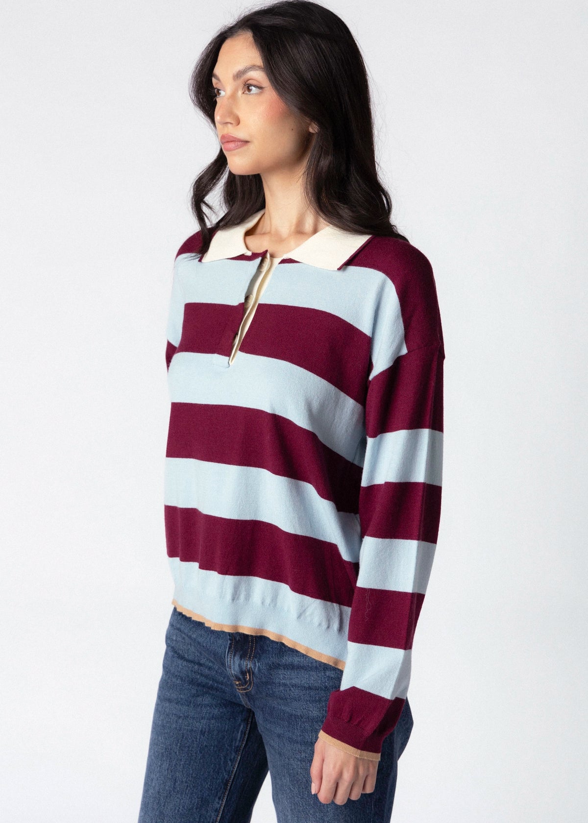swatch_Burgundy/Blue striped rugby sweater