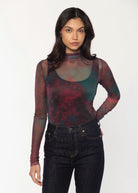 swatch-Burgundy tess mesh top