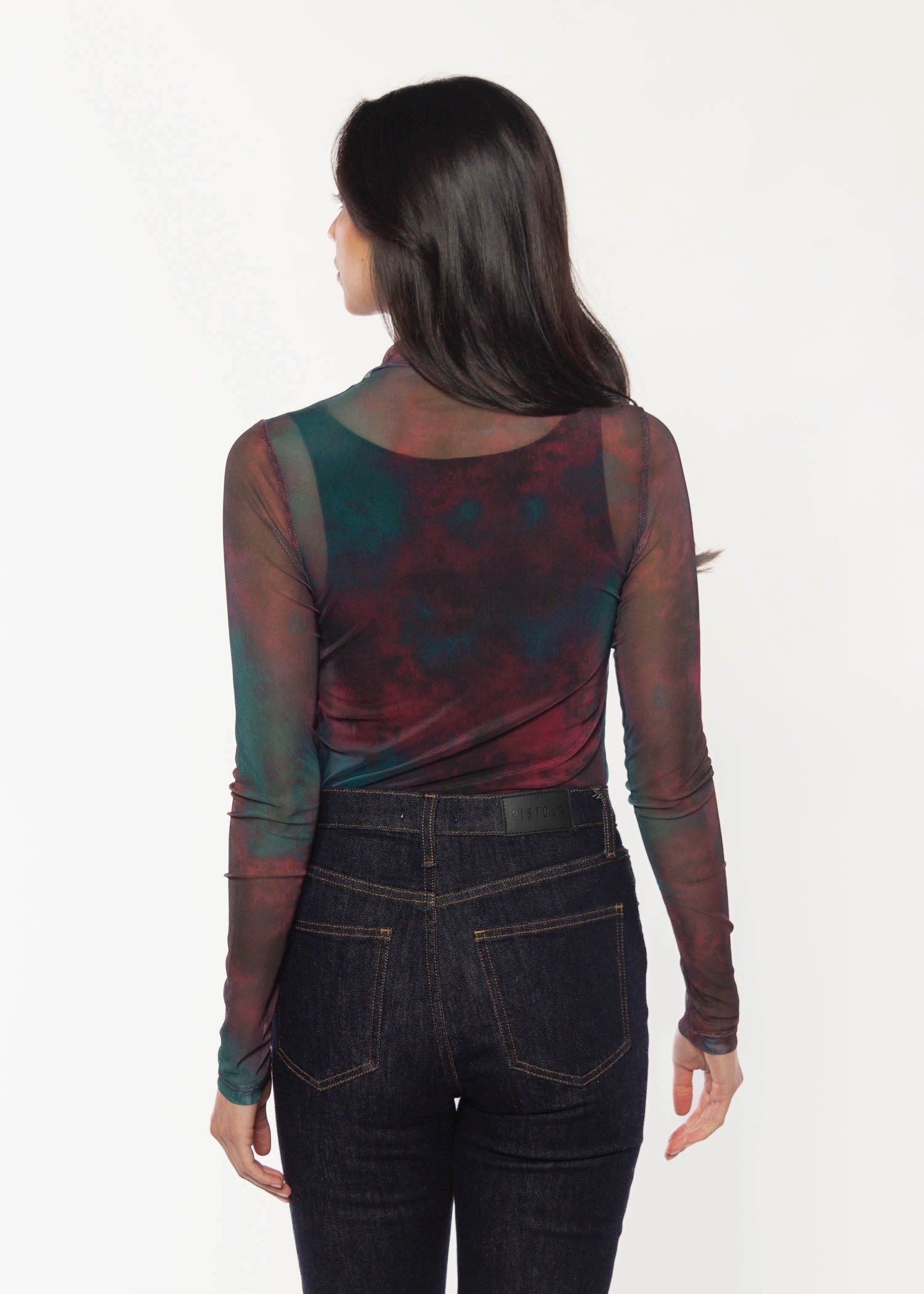 swatch-Burgundy tess mesh top