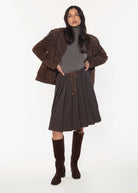 swatch_Charcoal drawstring pleated skirt