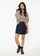 swatch_Navy pleated mini skirt