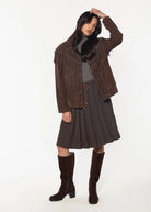 swatch_Charcoal drawstring pleated skirt