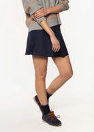 swatch_Navy pleated mini skirt