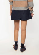 swatch_Navy pleated mini skirt