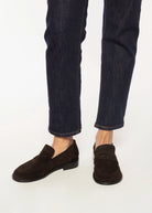 swatch_Chocolate Suede louisa penny loafer flat shoes