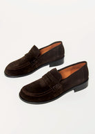 swatch_Chocolate Suede louisa penny loafer flat shoes