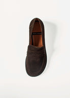 swatch_Chocolate Suede louisa penny loafer flat shoes