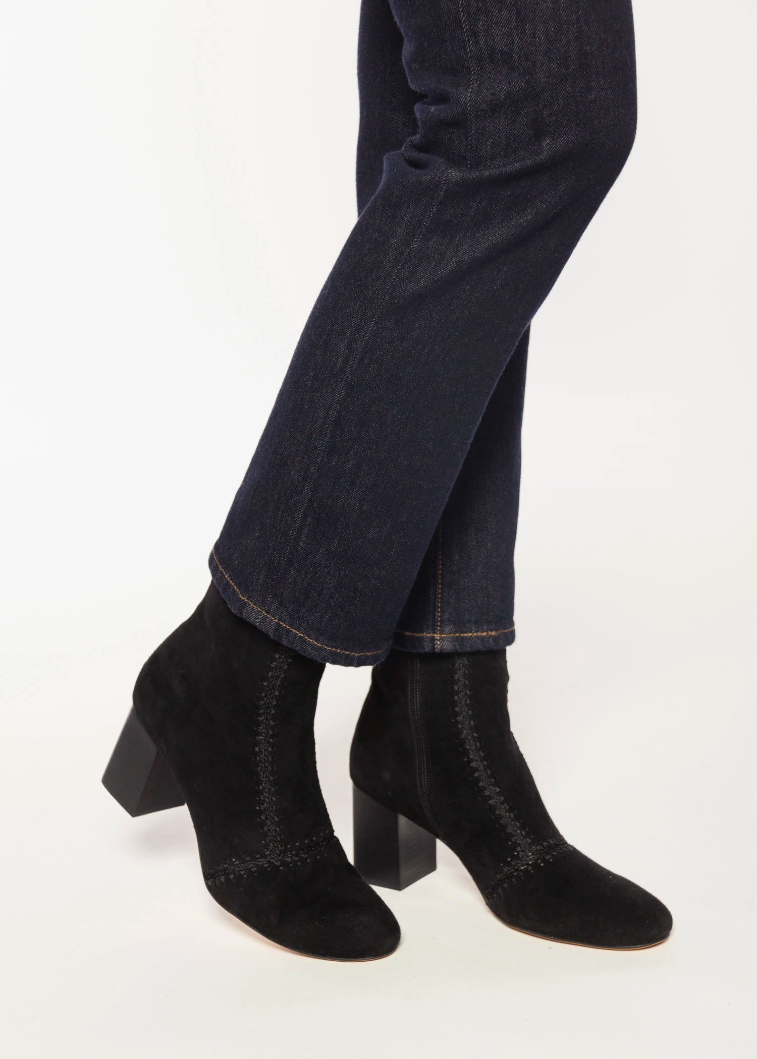 swatch_Black Suede story heeled boots shoes