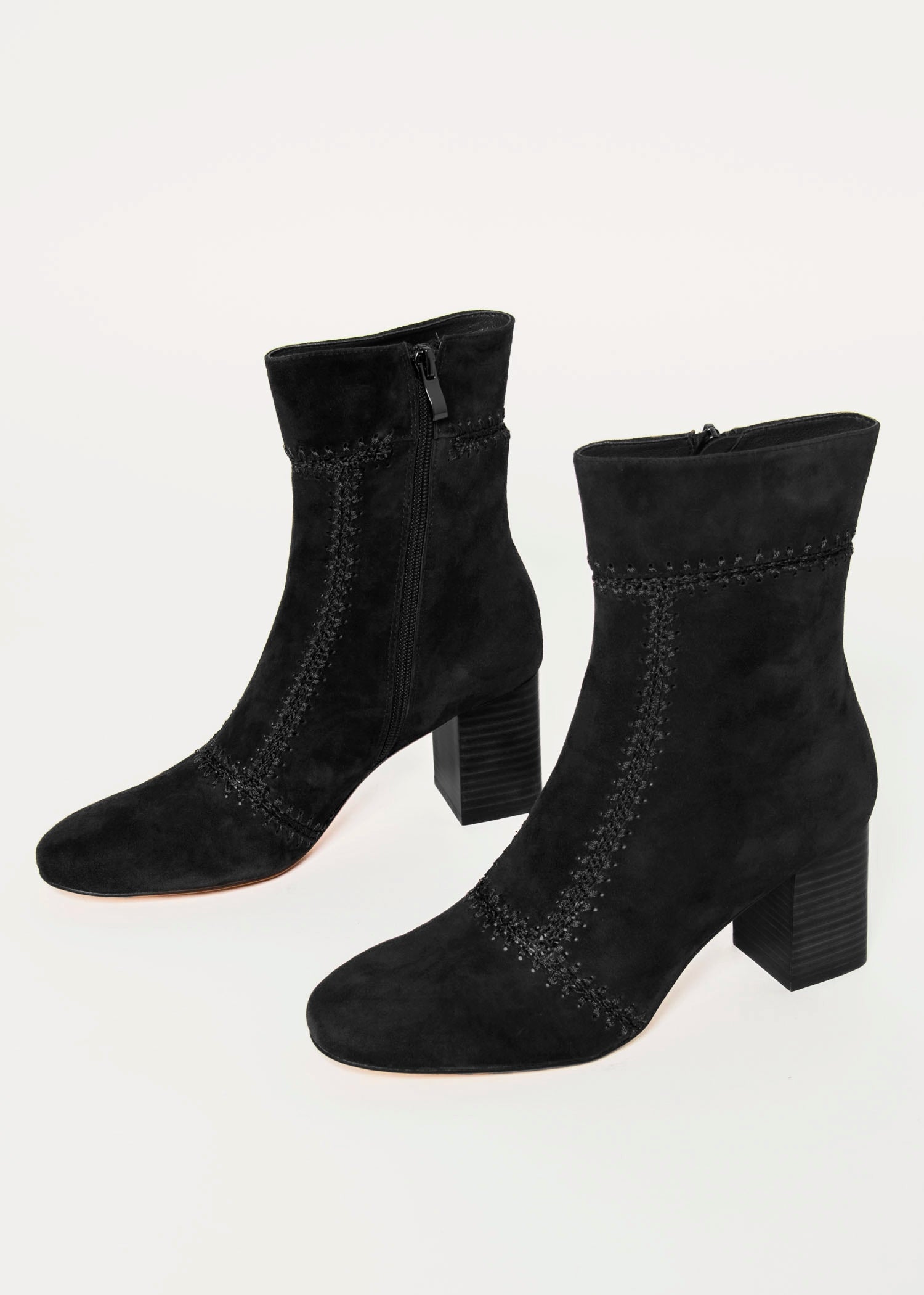 swatch_Black Suede story heeled boots shoes