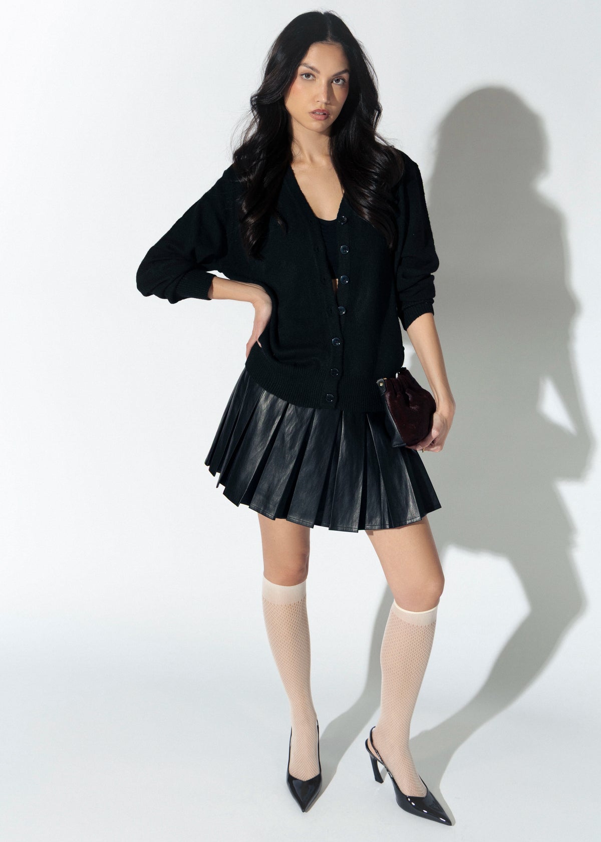 swatch_Cream magica fishnet knee high sock