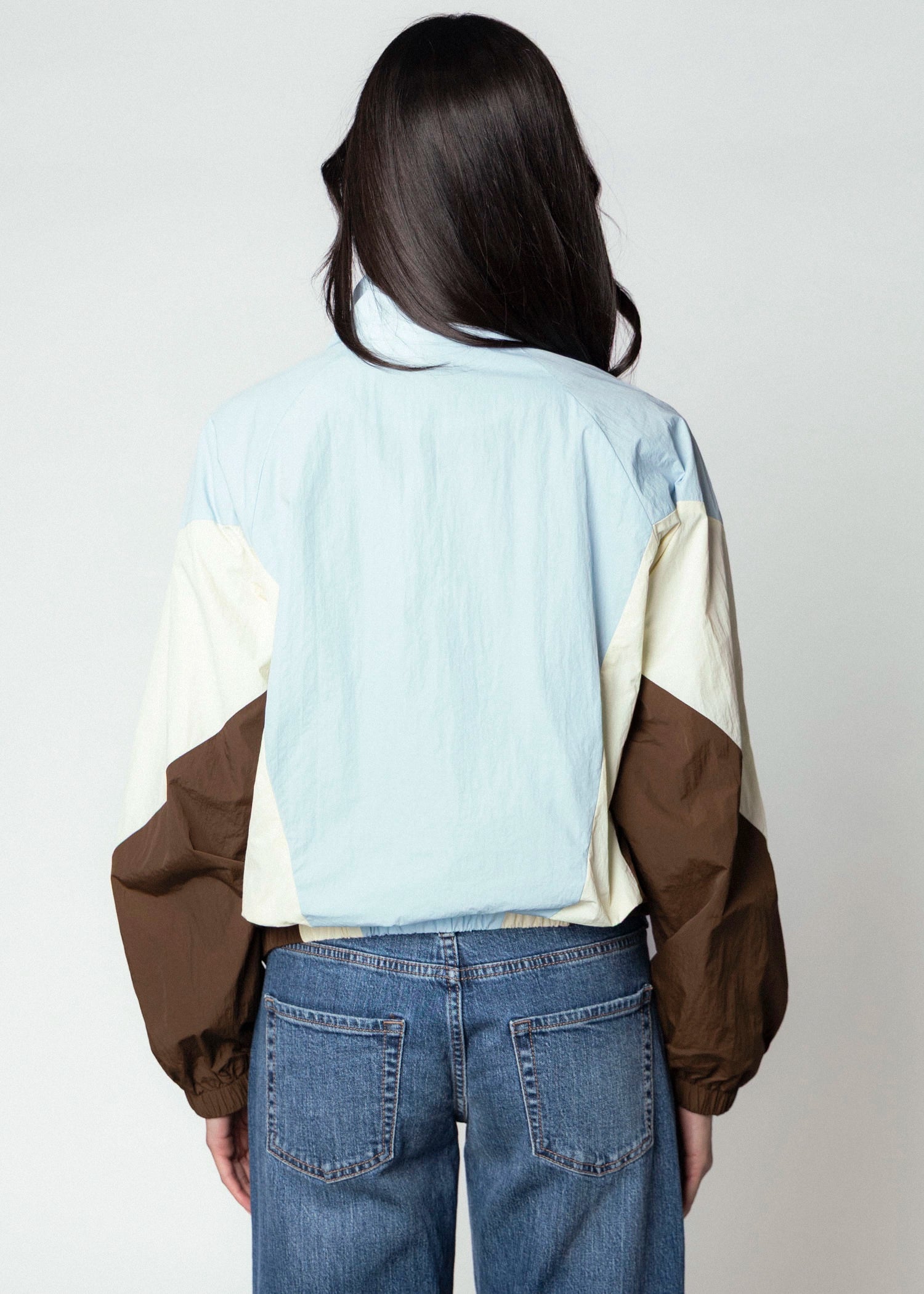 swatch_Blue/Cream pretty garbage goldie funnel neck windbreaker jacket