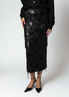 swatch_Black fifteen twenty arden sequin midi skirt
