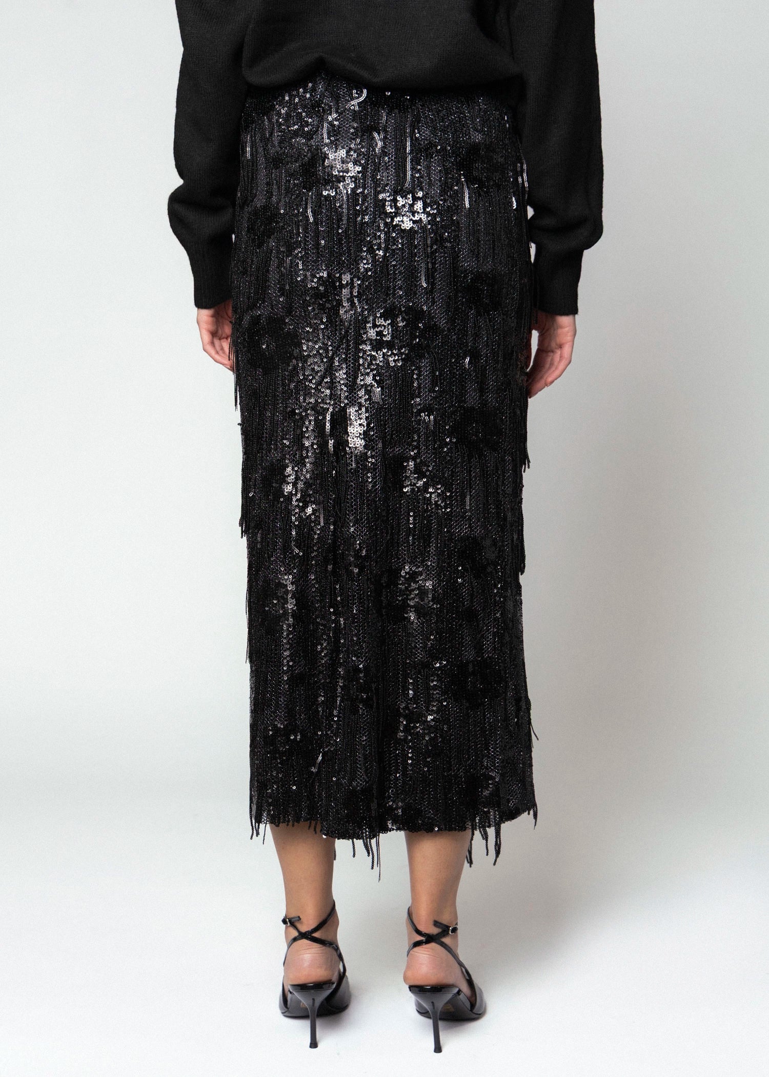 swatch_Black fifteen twenty arden sequin midi skirt