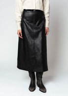 swatch_Black fifteen twenty bodie faux leather midi skirt