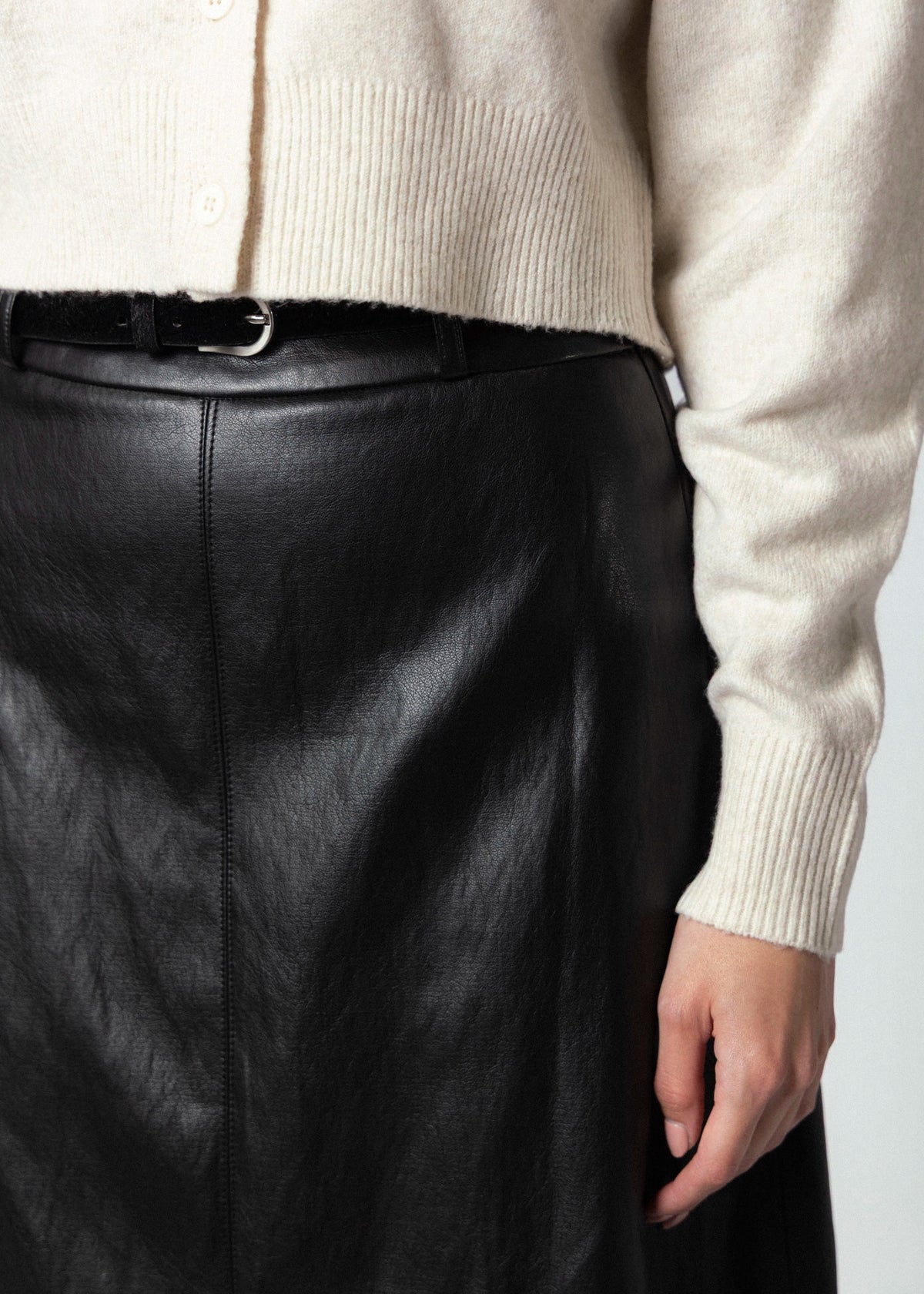 swatch_Black fifteen twenty bodie faux leather midi skirt