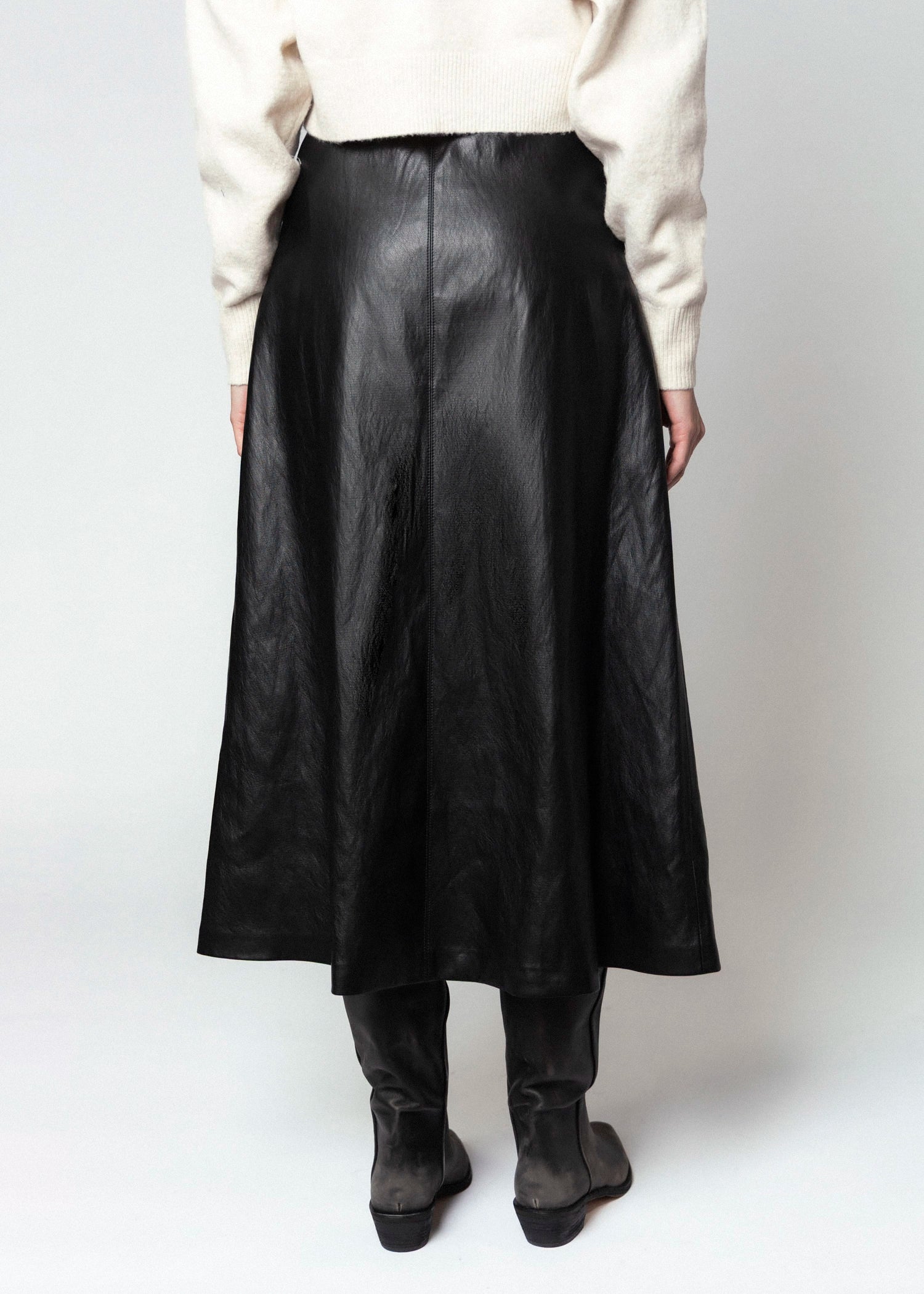 swatch_Black fifteen twenty bodie faux leather midi skirt
