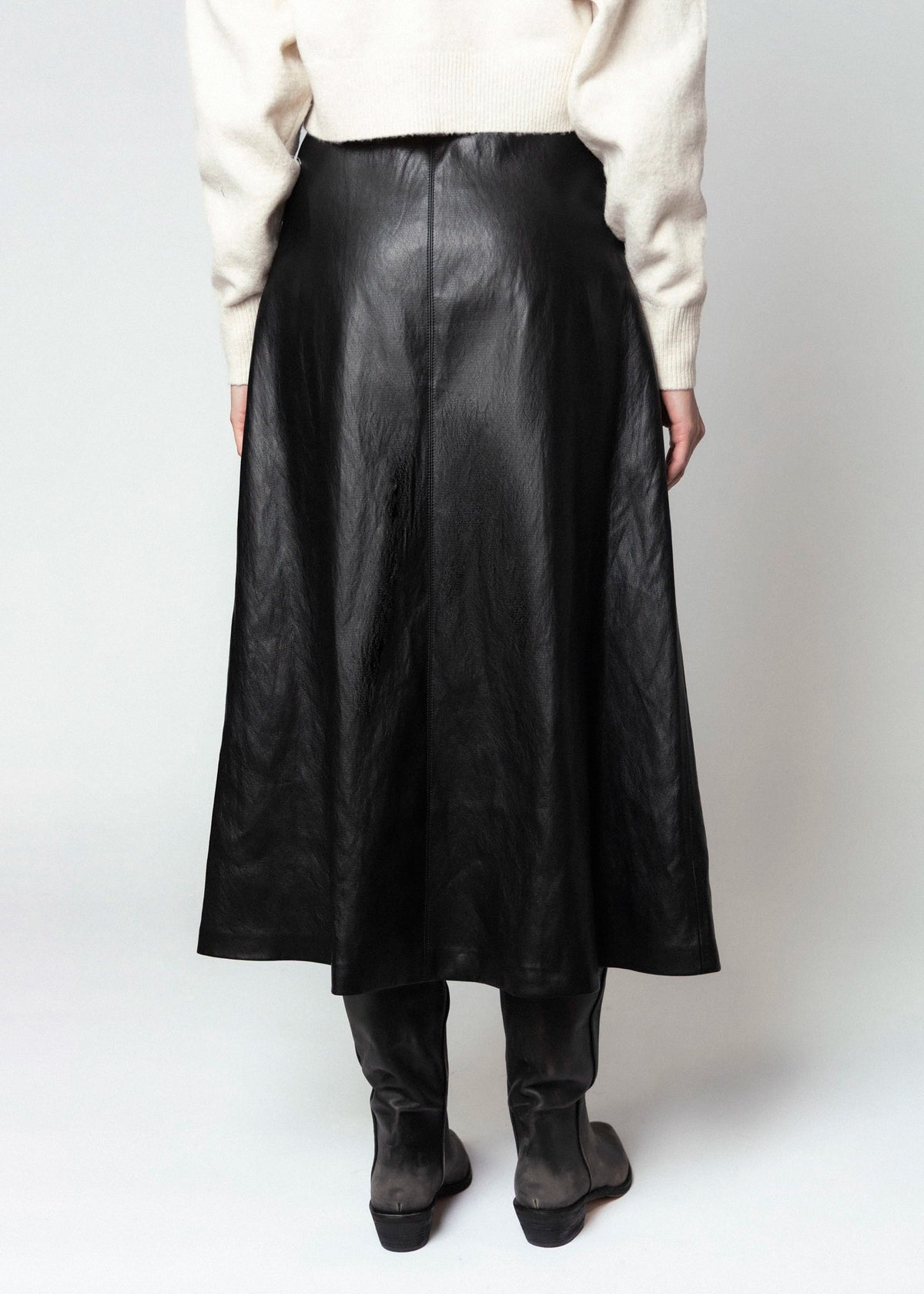 swatch_Black fifteen twenty bodie faux leather midi skirt