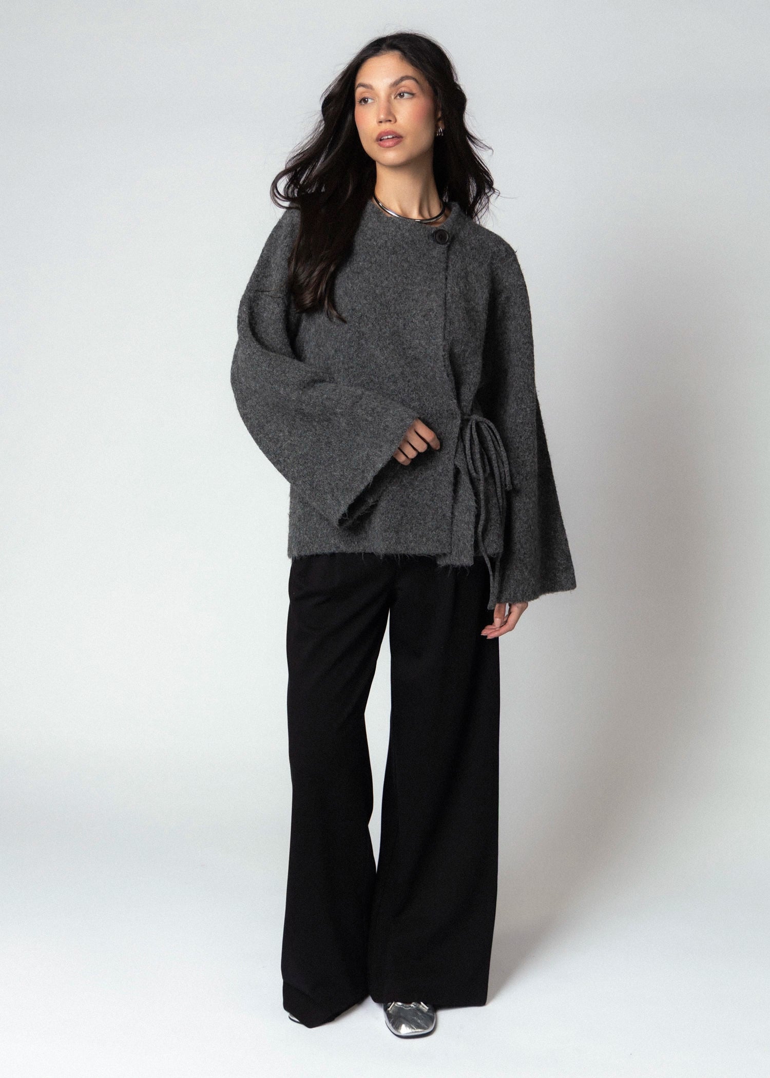 swatch_Charcoal kimono sleeve cardigan
