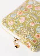 swatch_Green floral embroidered travel jewelry case