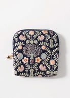 swatch_Navy floral embroidered travel jewelry case