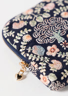 swatch_Navy floral embroidered travel jewelry case