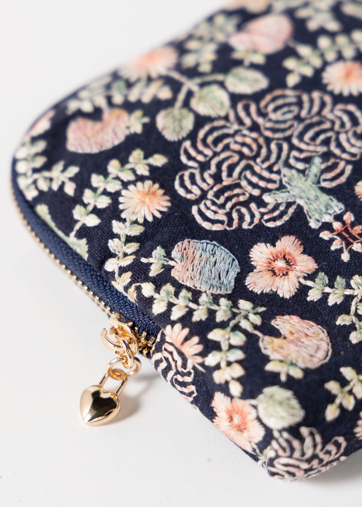 swatch_Navy floral embroidered travel jewelry case