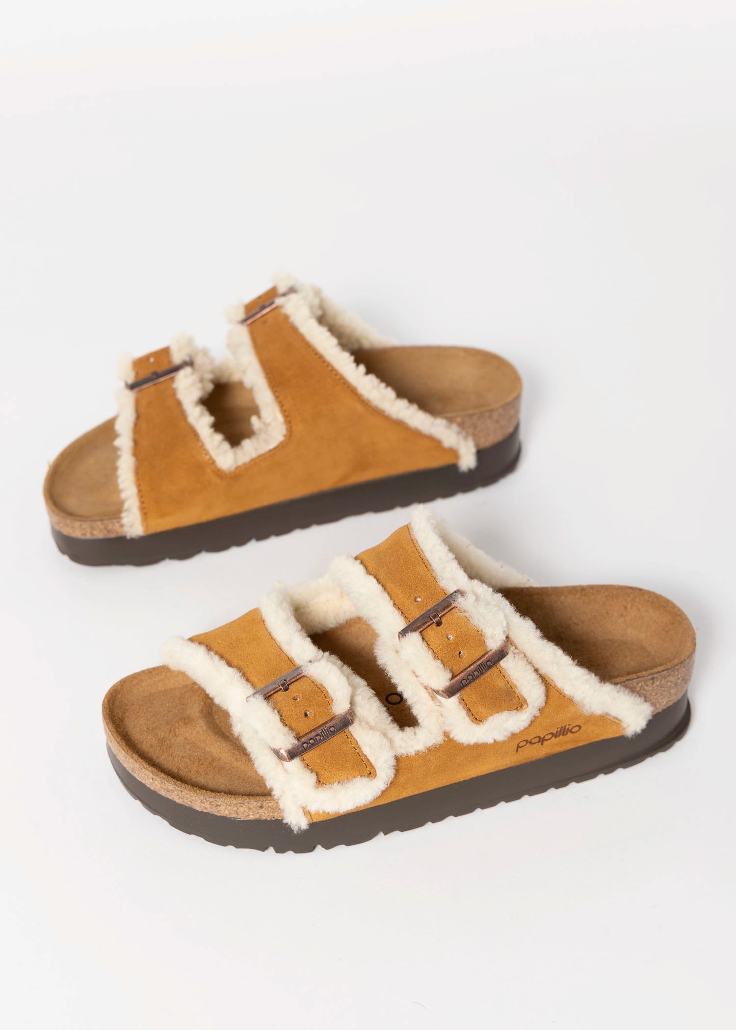 swatch_Brown Suede papillio by birkenstock arizona teddy platform sandal