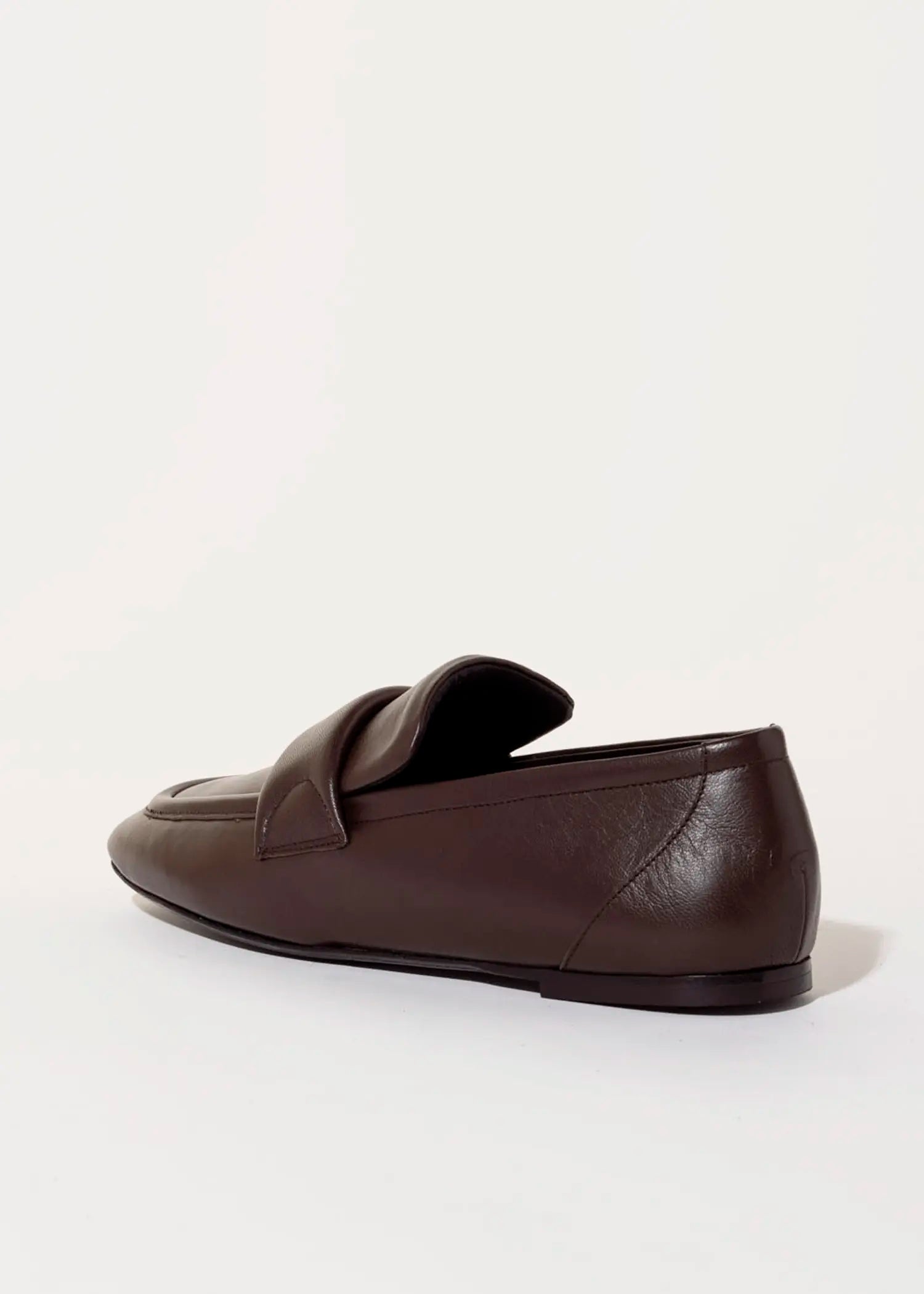 swatch_dark brown leather leather loafer flat shoes
