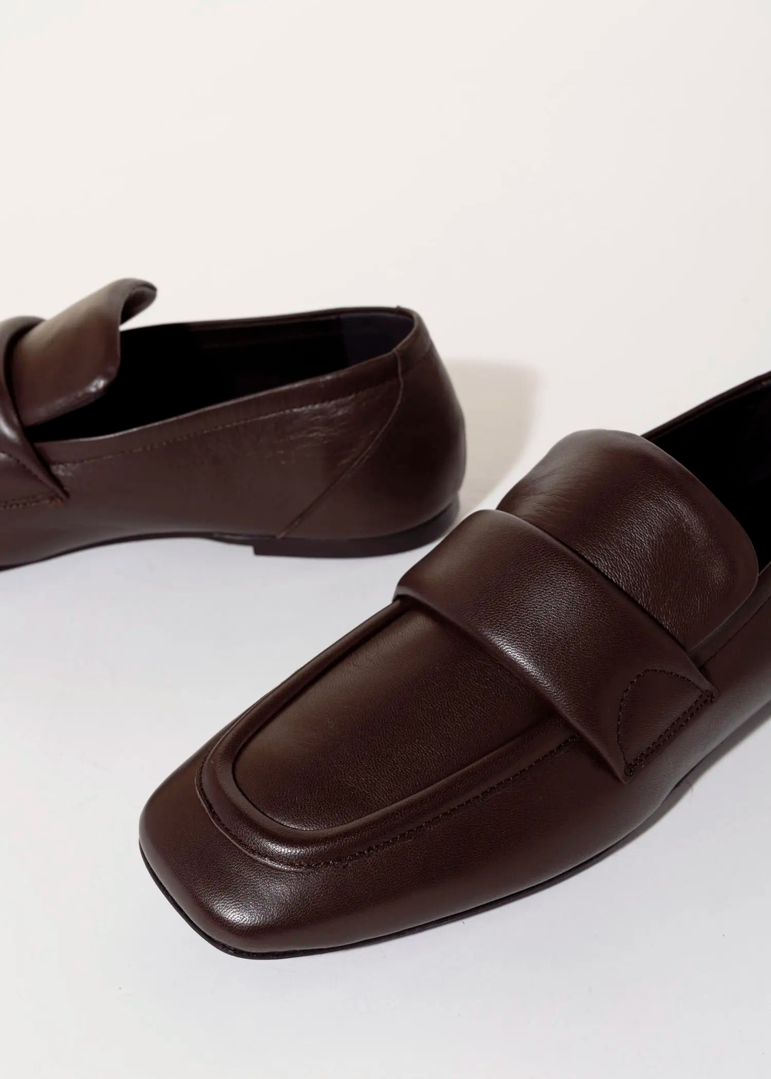 swatch_dark brown leather leather loafer flat shoes